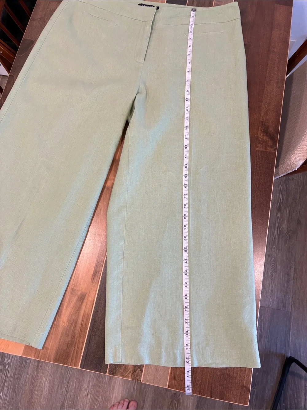 Linen Sage Green Wide-Leg Women’s Pants - Picture 7 of 8